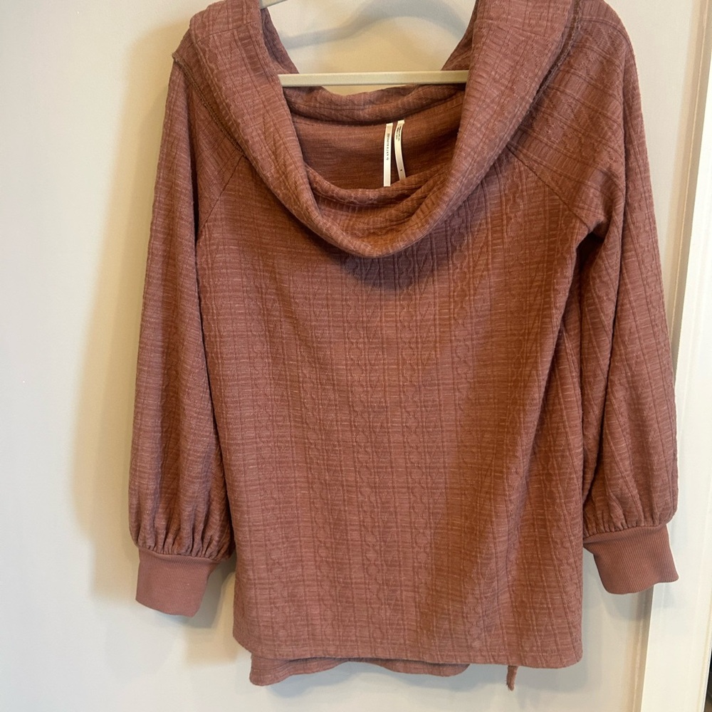 Anthropologie Dusty Rose Cowl Neck Sweater